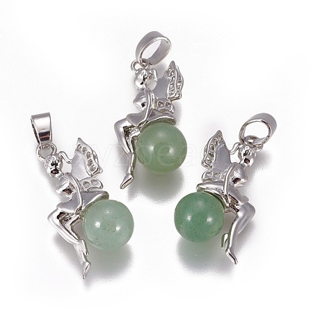 Natural Green Aventurine Pendants G-L512-E09-1