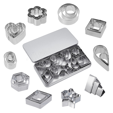 30Pcs 10 Styles Stainless Steel Cookie Cutters DIY-WH0591-098-1
