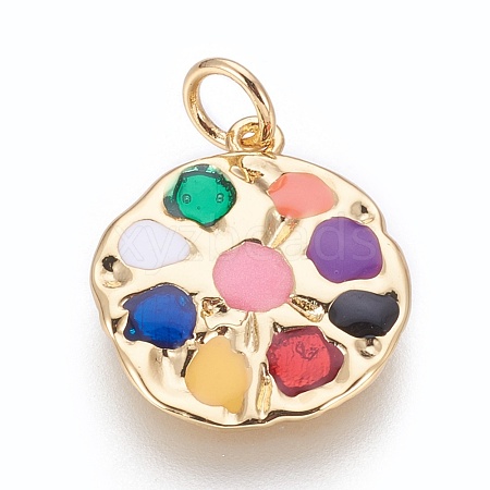 Brass Enamel Pendants KK-O113-03G-B-1