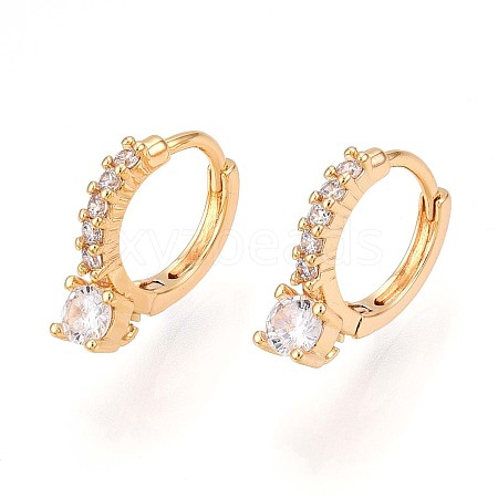 Brass Micro Pave Cubic Zirconia Hoop Earring Finding KK-N261-27G-1