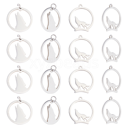 20Pcs 2 Style 201 Stainless Steel Pendants STAS-UN0028-49-1