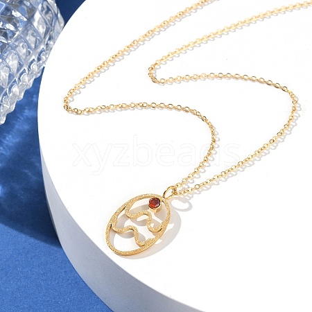 304 Stainless Steel Cubic Zirconia Twelve Constellations Runes Pendant Cable Chain Necklaces for Women NJEW-B121-02G-11-1