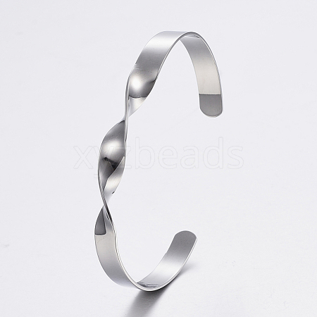 Tarnish Resistant 304 Stainless Steel Cuff Bangles BJEW-I244-26P-1