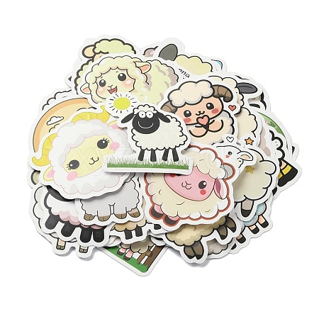 50Pcs Sheep Theme PVC Waterproof Stickers STIC-Z004-05-1