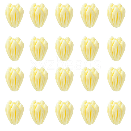20Pcs Opaque Resin Flower Rose Beads RESI-YW0004-99B-1