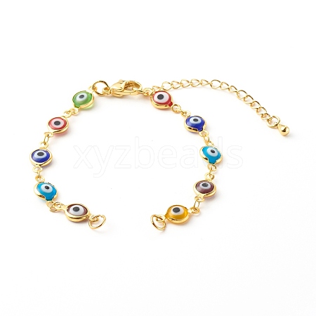 Evil Eye Lampwork Link Chain Bracelet Making AJEW-JB00961-02-1