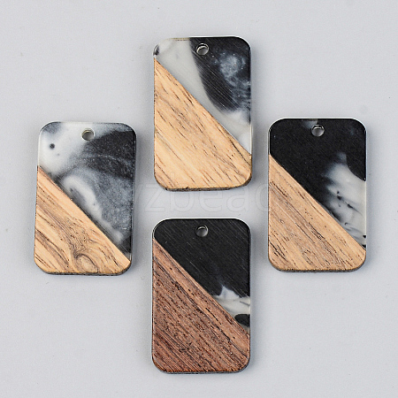 Transparent Resin & Walnut Wood Pendants RESI-S389-049A-A02-1