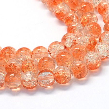 Baking Paint Transparent Crackle Glass Round Bead Strands DGLA-Q018-6mm-08-1