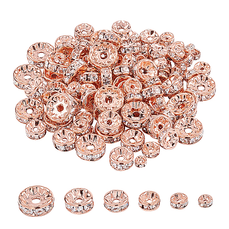 Brass Rhinestone Spacer Beads RB-PH0008-22RG-NF-1