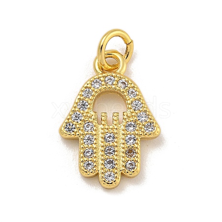 Rack Plating Brass Micro Pave Cubic Zirconia Pendants KK-C074-60G-01-1