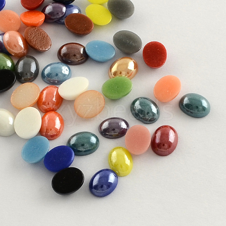 Pearlized Plated Opaque Glass Cabochons X-PORC-S804-13x18-M-1