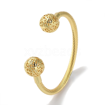 Rack Plating Brass Cuff Bangles BJEW-H326-04G-1