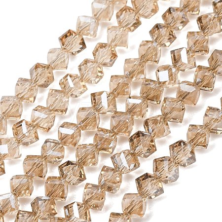 Electroplate Transparent Glass Beads Strands GL-CBA7A17-01A-10-1
