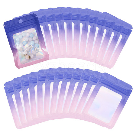 60Pcs Rectangle Glitter Holographic Plastic Resealable Packaging Bags ABAG-TA0001-97A-01-1
