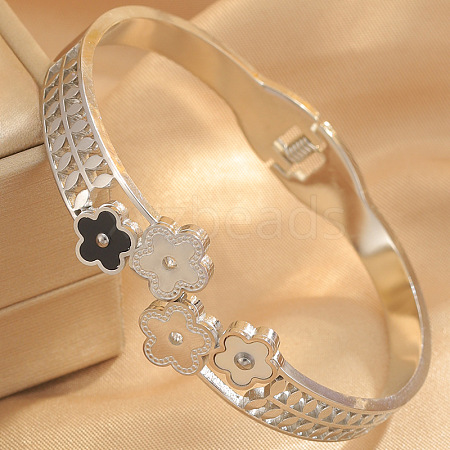 304 Stainless Steel & Acrylic Hinged Bangles for Women WG97382-02-1