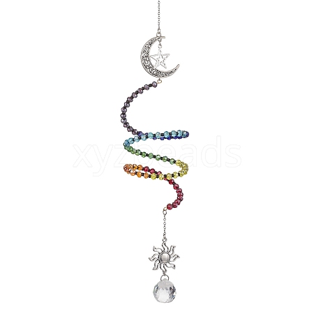 Glass Spiral Pendant Decorations HJEW-TA00269-1