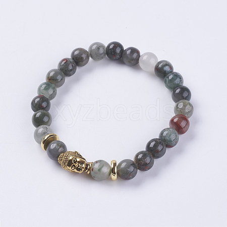 Natural Bloodstone Beads Stretch Bracelets BJEW-E325-D20-1