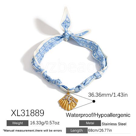 304 Stainless Steel Pendant Printed Scarf Necklaces FS-WGD2FA8-28-1