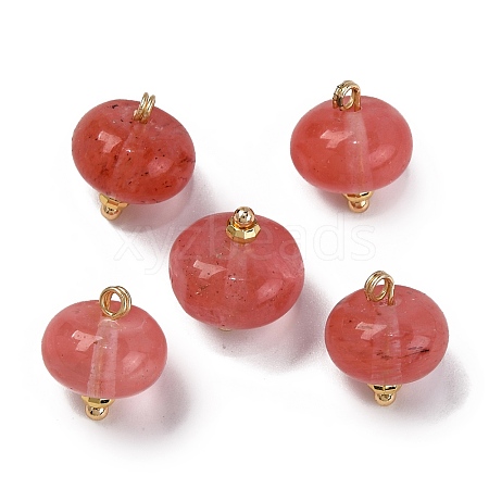 Natural White Jade Dyed Saucer Charms with Rack Plating Golden Tone Brass Bails KK-B103-17B-10-1