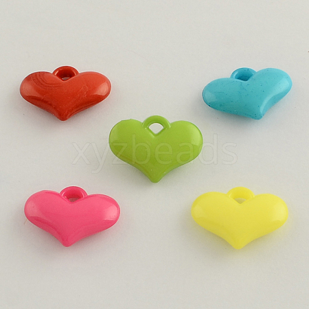 Opaque Acrylic Heart Charms SACR-Q099-M01-1