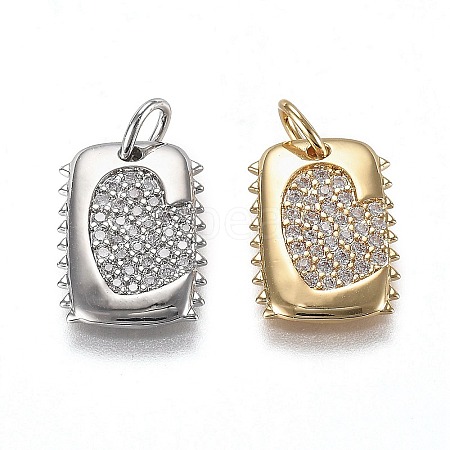 Eco-Friendly Brass Micro Pave Clear Cubic Zirconia Pendants ZIRC-H106-20-1