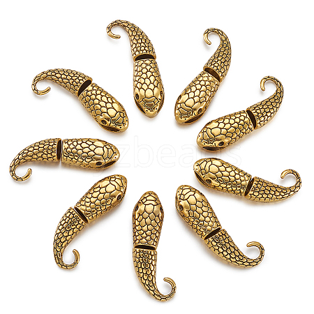 Tibetan Style Alloy Hook and Snake Head Clasps TIBE-TA0001-06AG-1