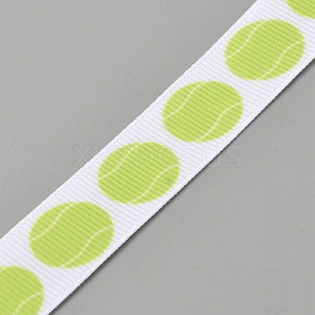 5 Yards Tennis Print Polyester Grosgrain Ribbon OCOR-WH0085-64D-1