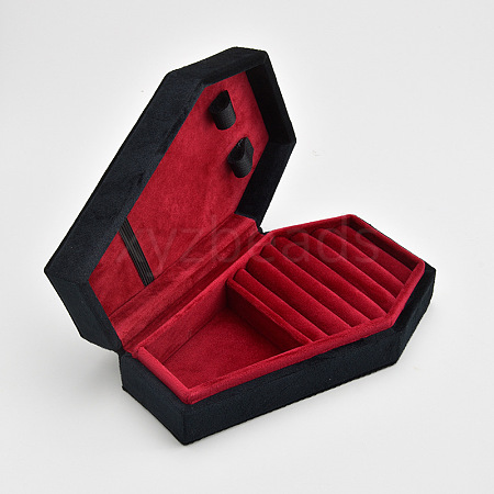 Coffin Shaped Velvet Jewelry Storage Boxes DARK-PW0001-116C-1