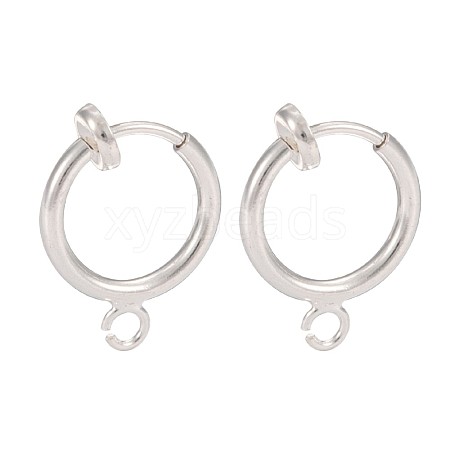 Brass Clip-on Hoop Earring Findings KK-P102-01S-1