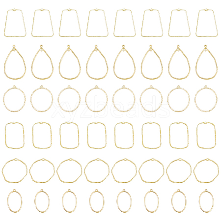 48Pcs 6 Styles Alloy Open Back Bezel Pendants FIND-DC0002-07-1