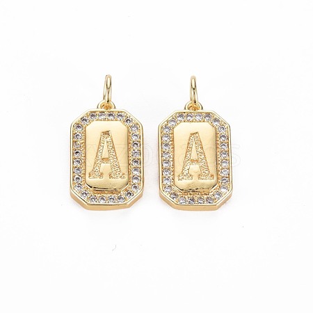 Brass Micro Pave Clear Cubic Zirconia Pendants KK-S356-767A-1