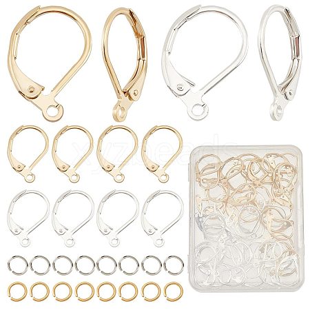 CREATCABIN 60Pcs 2 Colors Brass Leverback Earring Findings KK-CN0002-36-1