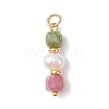 Natural Colorful Tourmaline Faceted Cube and Cultured Freshwater Pearl Potato Pendants PALLOY-JF04970-3