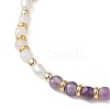 Natural Rose Quartz & Natural AmethystCube Beaded Stretch Bracelets for Women BJEW-JB13390-01-3