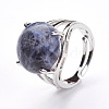 Adjustable Natural Sodalite Finger Rings RJEW-F075-01D-4