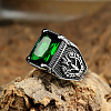 316L Stainless Steel & Cubic Zirconia Men's Vintage Carved Finger Rings FS-WG82D33-18-1