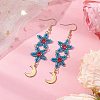 Star Glass Seed Beaded Dangle Earrings for Women EJEW-MZ00206-01-2