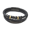 Braided Microfiber Leather Cord & Natural Tiger Eye Multi-strand Bracelets BJEW-C153-01A-4