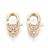 Brass Pave Clear Cubic Zirconia Lobster Claw Clasps KK-T075-74G-1