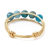 Natural Round Apatite Beaded Finger Rings RJEW-TA00118-02-4