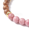 Natural Wenge Wood & Gemstone Round Beaded Stretch Bracelet for Women BJEW-JB07544-6