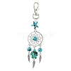 Woven Net/Web with Feather Alloy Pendant Decorations HJEW-JM02139-4