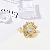 Rack Plating Brass Micro Pave Clear Cubic Zirconia Cuff Rings for Women RJEW-M028-66G-5