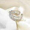 Crown Clear Cubic Zirconia Cuff Rings RJEW-G337-07P-5