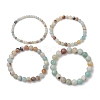 4Pcs 4 Styles Natural Flower Amazonite Stretch Bracelets BJEW-JB11025-4