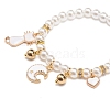 ABS Plastic Imitation Pearl Beaded Stretch Bracelet with Alloy Enamel Charms for Kids BJEW-JB08524-02-4