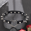 Adjustable Adjustable Gothic PU Leather Alloy Spike Rivet Heart Choker Necklaces for Women NJEW-WH20816-006P-B-3
