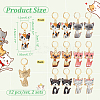 12Pcs 6 Style Cat Alloy Enamel Pendant Locking Stitch Markers HJEW-AB00140-2