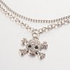 Skull and Crossbones Alloy Rhinestone Charm Multi-strand Anklets AJEW-AN00092-01-2