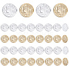 40Pcs 2 Colors Brass Coin Charms KK-DC0005-10-1